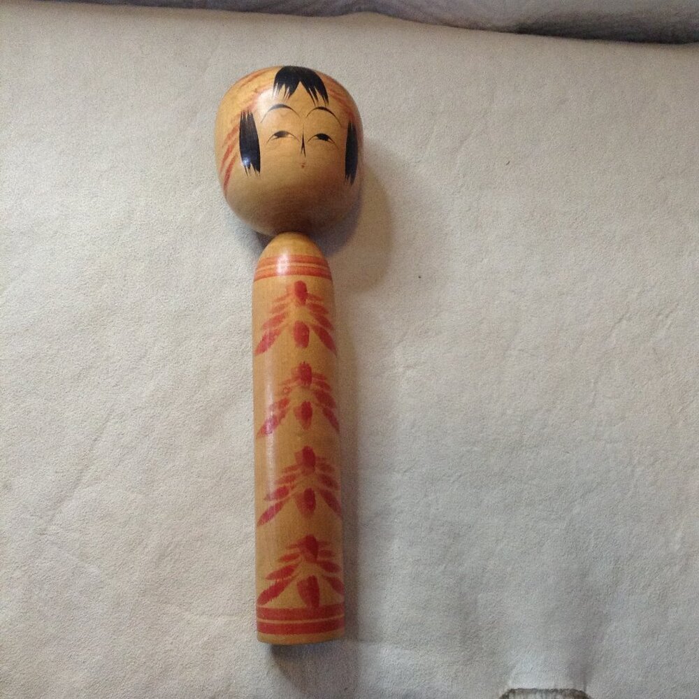 VTG Japanese Kokeshi Doll Lady, Dento, Signed, wood turned; Collectible, Asian